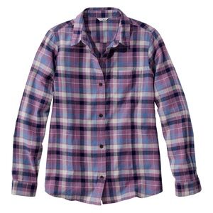 LL Bean Plaid Long Sleeve Shirt - Purple and Blue